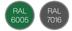 Coloris disponible : Vert RAL 6005 et Gris Anthracite RAL 7016